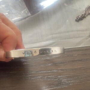 Wild Woman Stamped Silver cuff  Bracelet